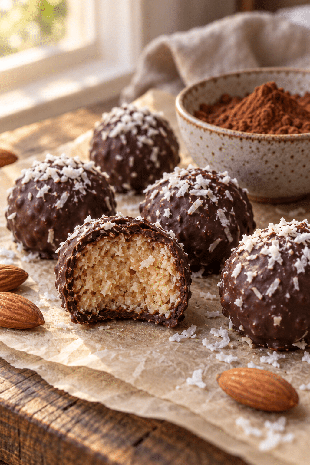 Finished low carb keto snacks with chocolate coconut centers