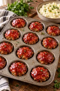 mini meatloaf with BBQ glaze