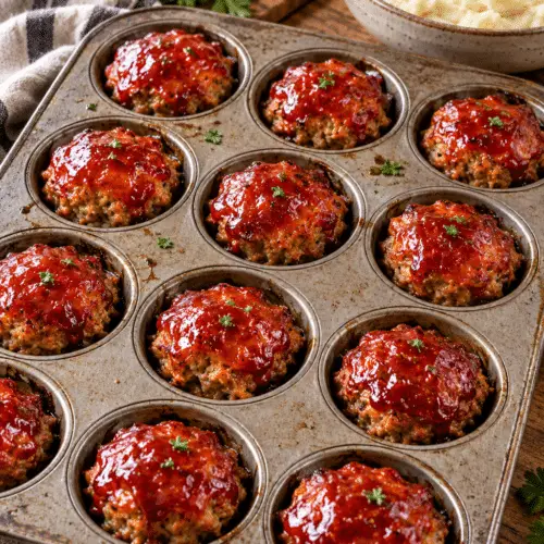 mini meatloaf with BBQ glaze