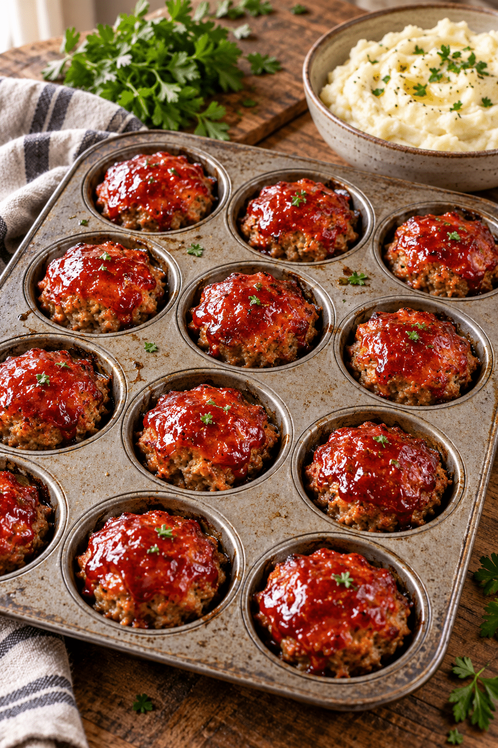 mini meatloaf with BBQ glaze