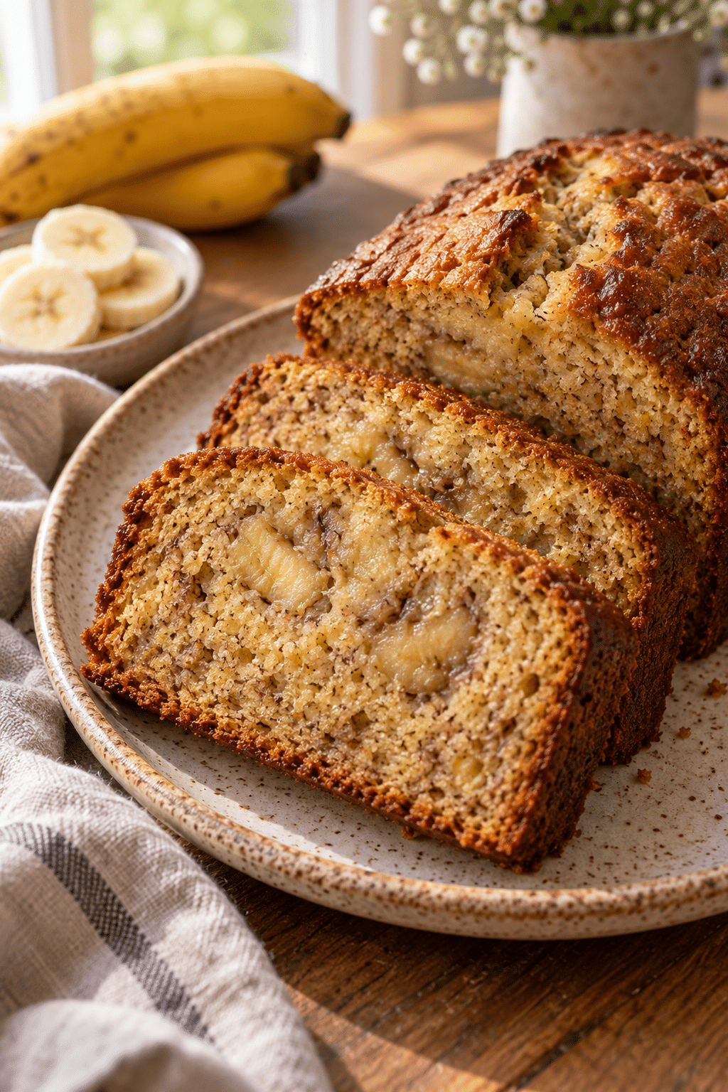 sliced banana bread