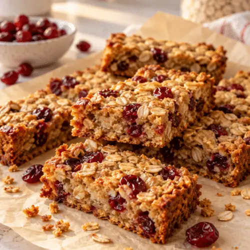 oatmeal breakfast bars cooling in a pan