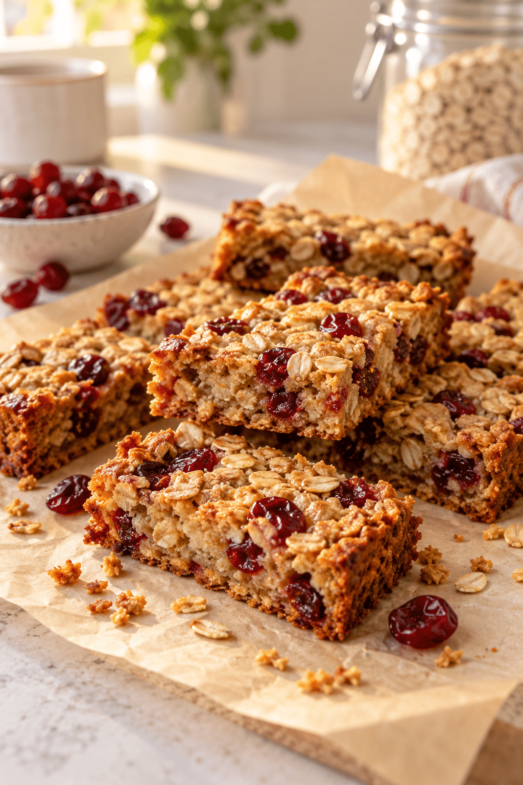 oatmeal breakfast bars cooling in a pan