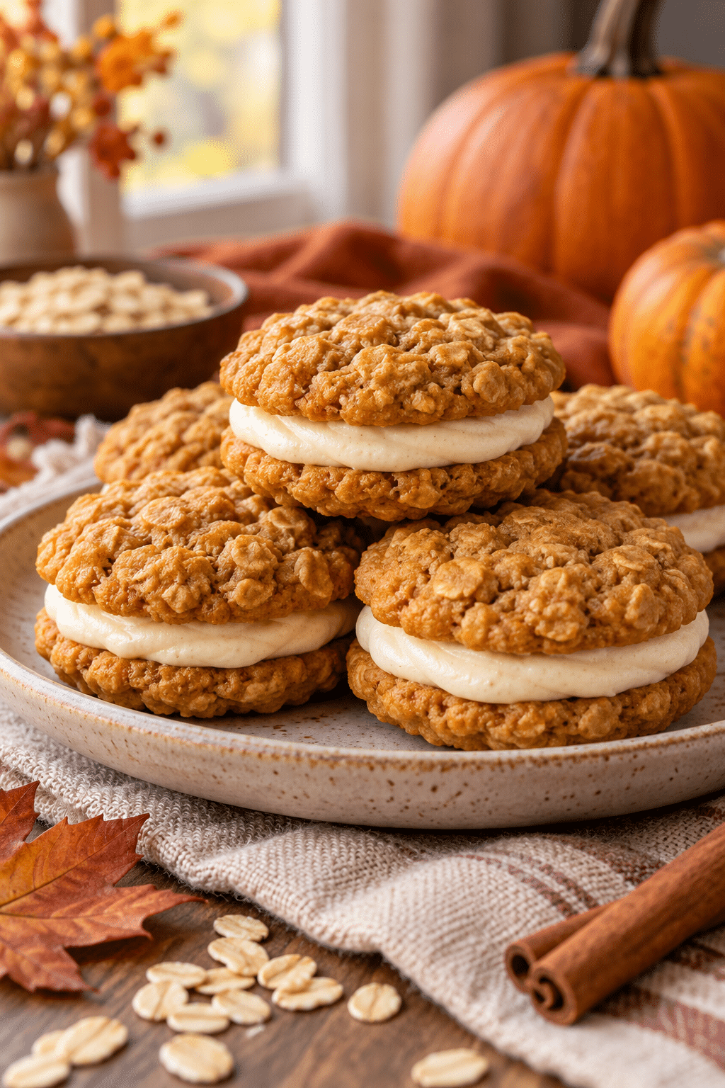 oatmeal pumpkin creme sandwich cookies