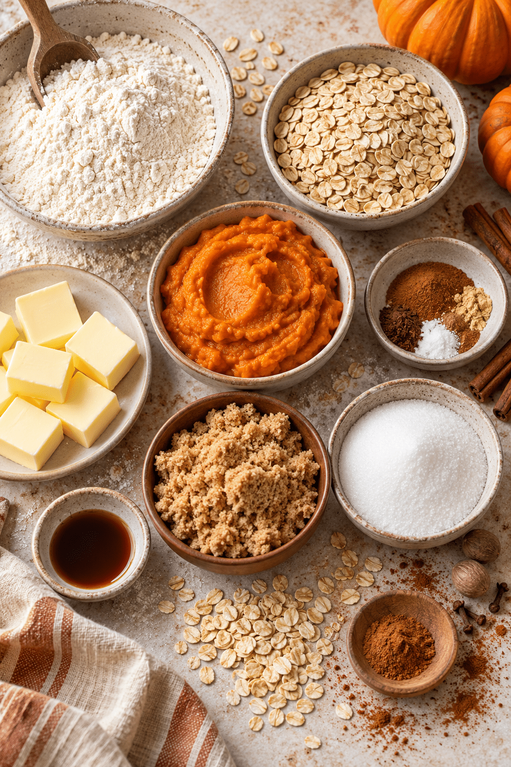 Ingredients for oatmeal pumpkin creme sandwiches oatmeal pumpkin creme sandwiches