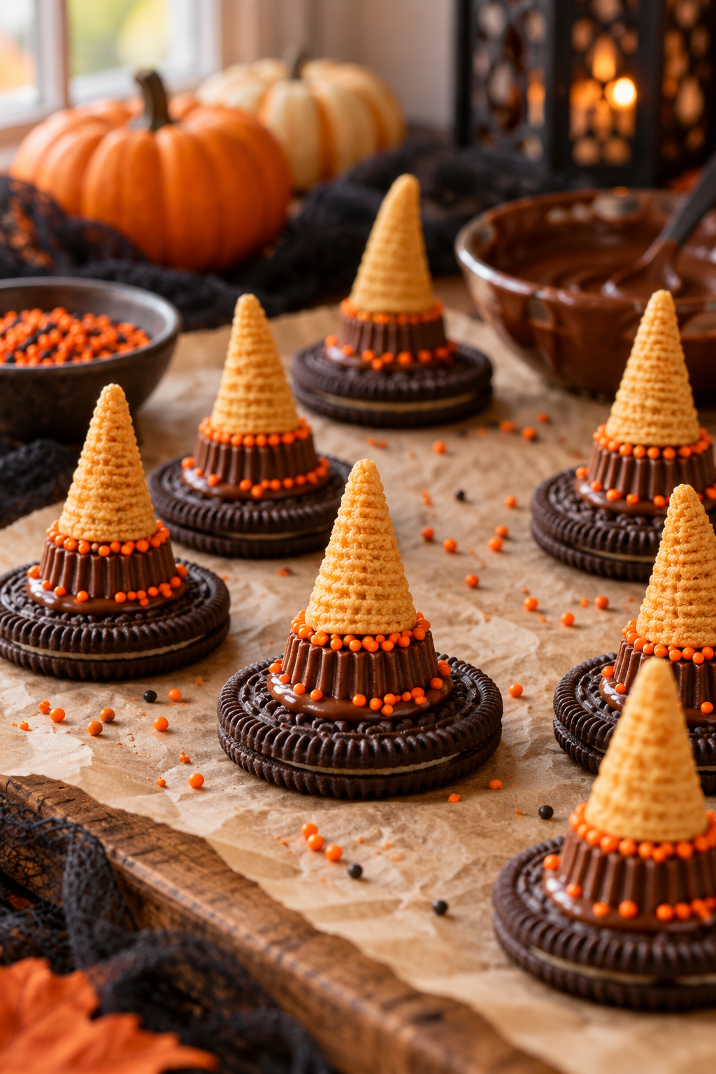oreo witch hat cookies finished dish