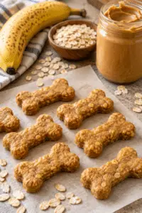 peanut butter banana dog treats finished dish