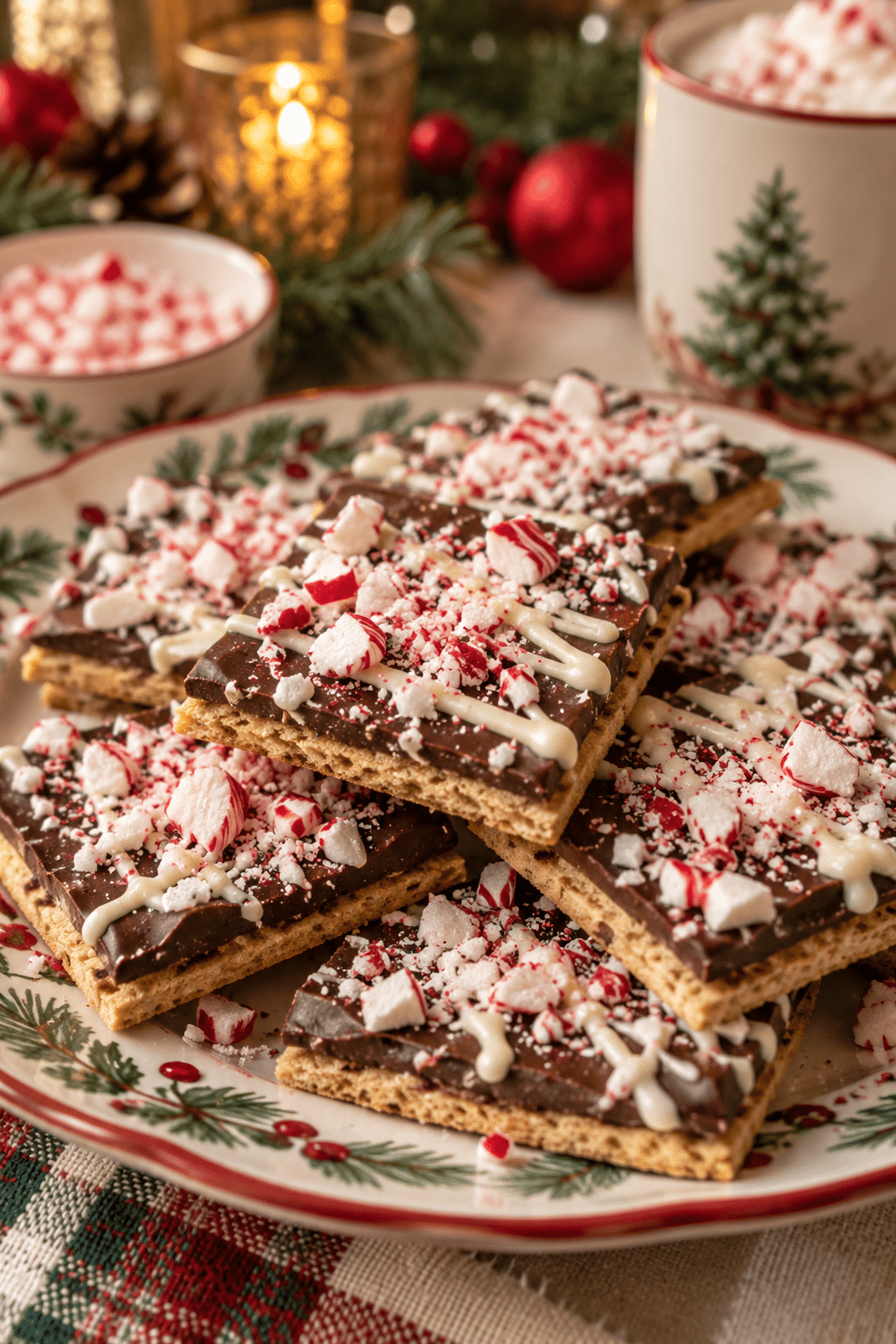 Finished peppermint bark graham crackers broken into pieces