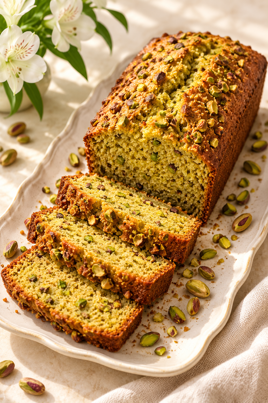 Pistachio loaf with coconut flour
