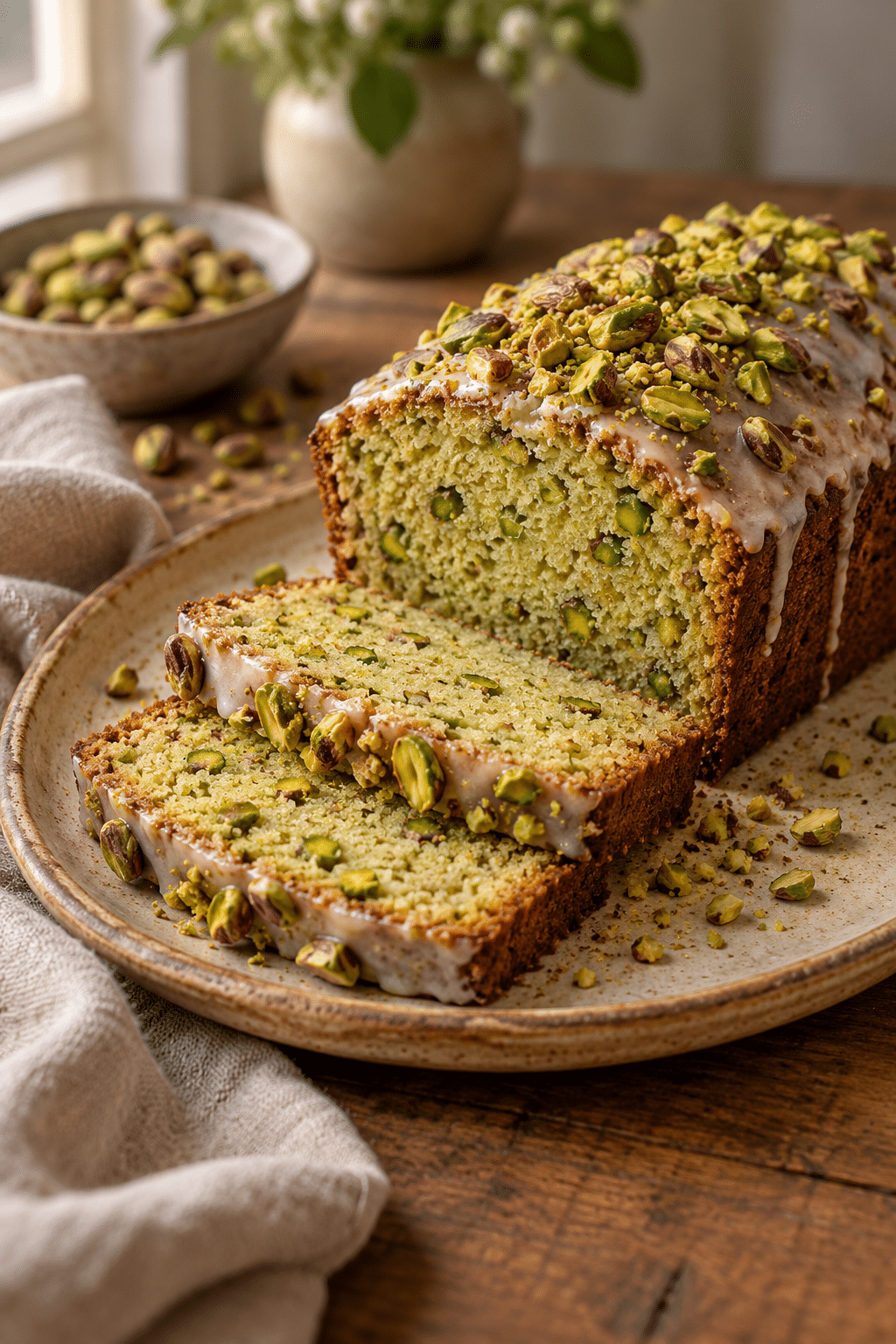 sliced pistachio loaf