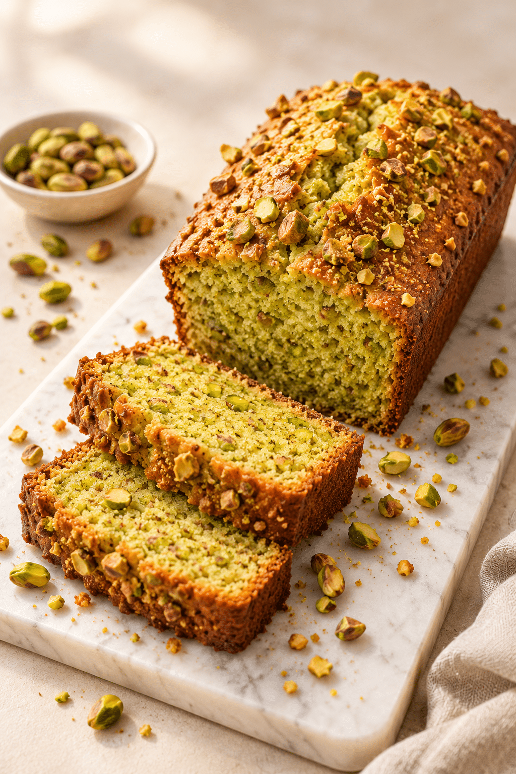 Food processor method for pistachio loaf