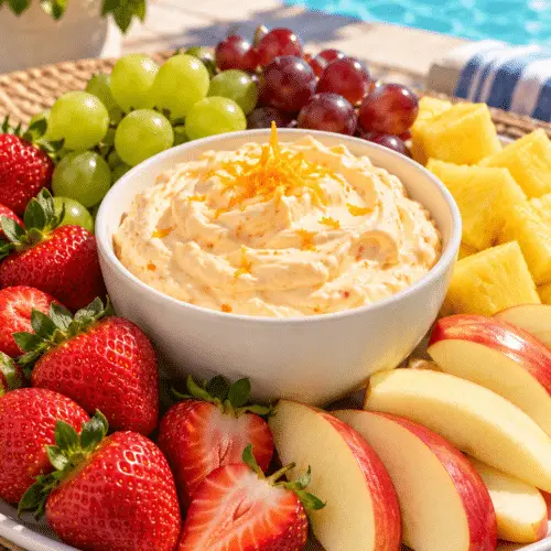 Poolside fruit dip with fresh fruit
