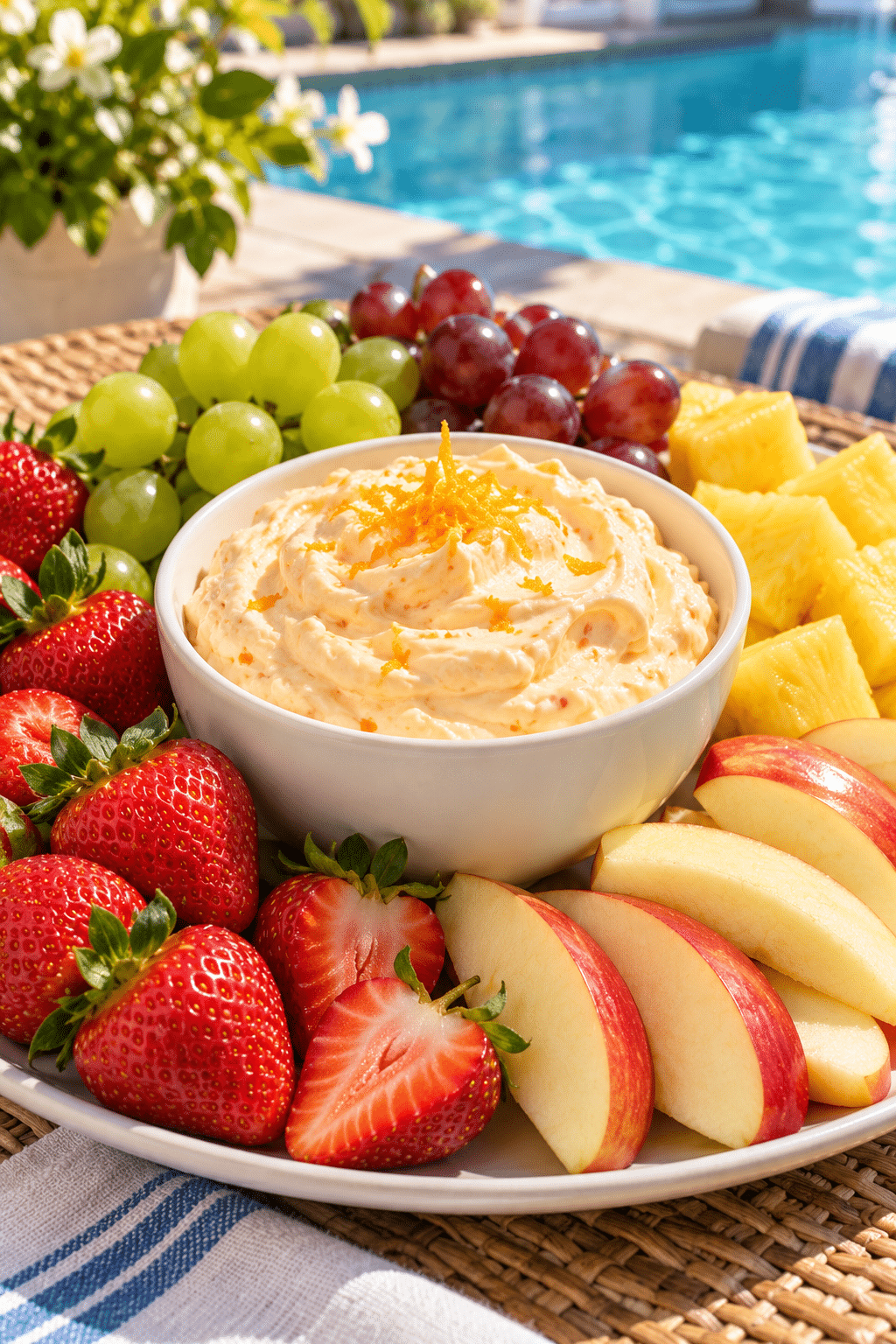 Poolside fruit dip with fresh fruit