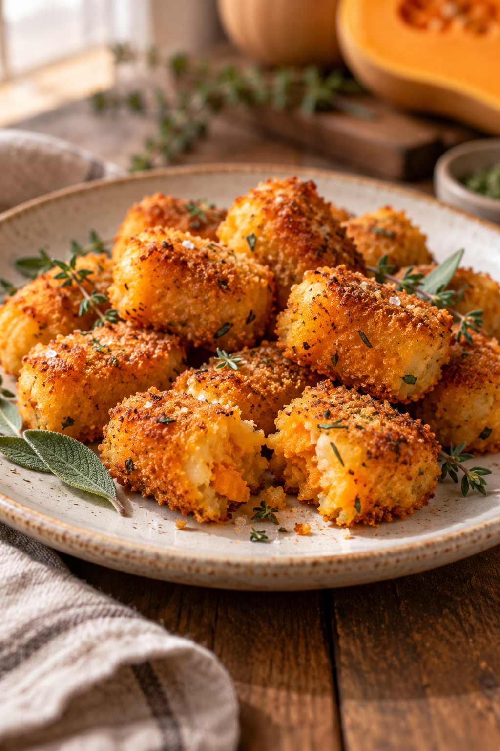 Potato butternut squash tots served golden and crisp