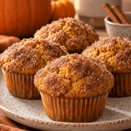 Pumpkin muffins with cinnamon sugar topping