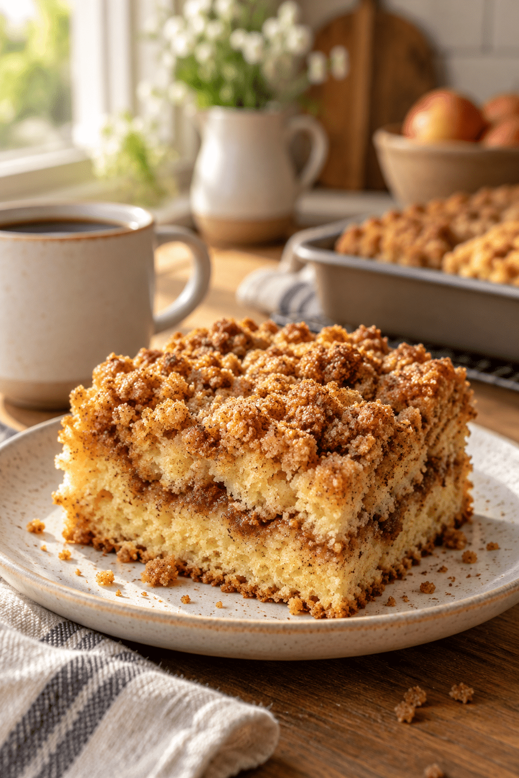 quick coffee cake with cinnamon crumb topping
