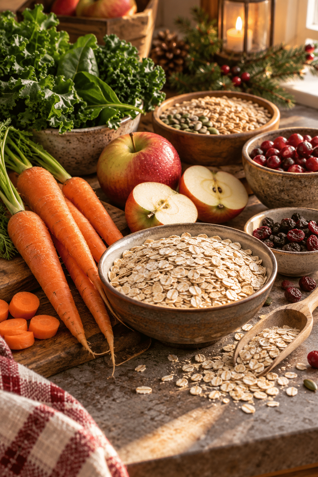Ingredients arranged for reindeer food