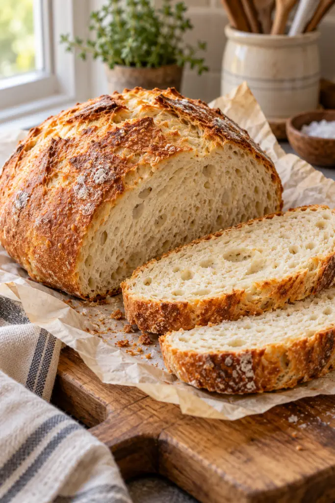 rustic slow cooker bread finished dish