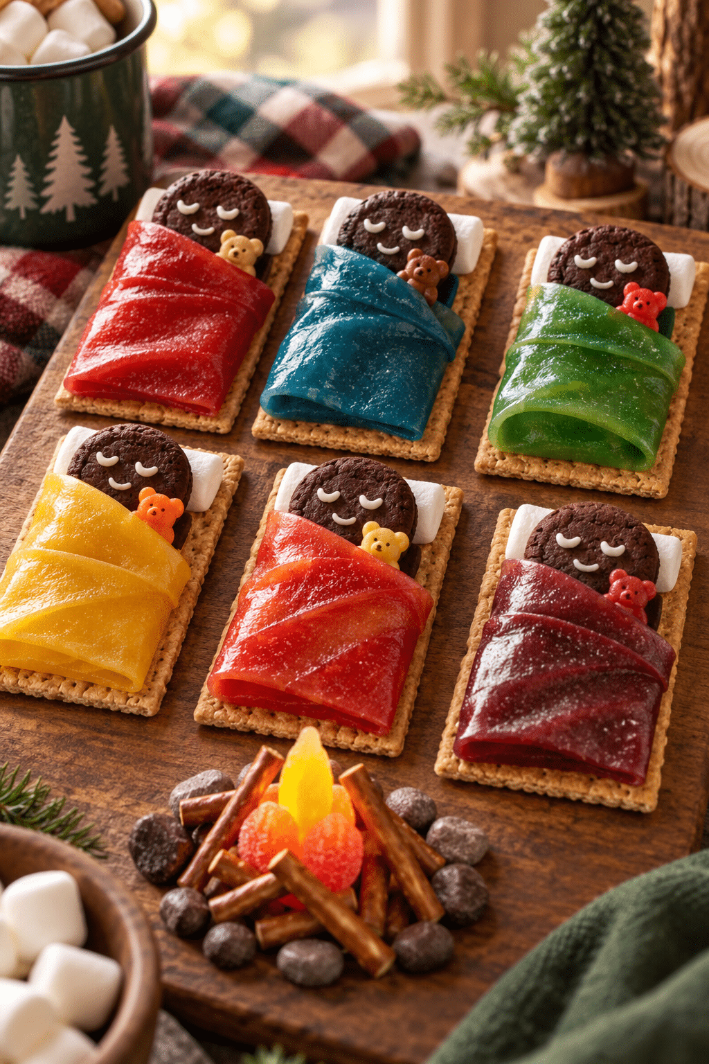 sleeping bag snacks finished party treats
