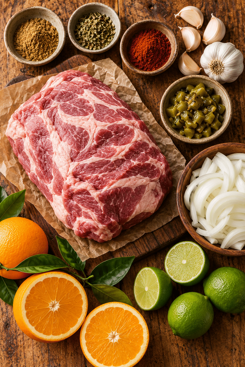 Ingredients for slow cooker carnitas