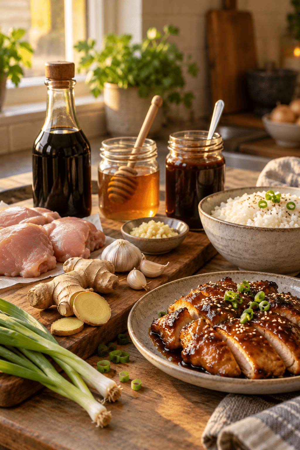 Ingredients for slow cooker honey garlic chicken