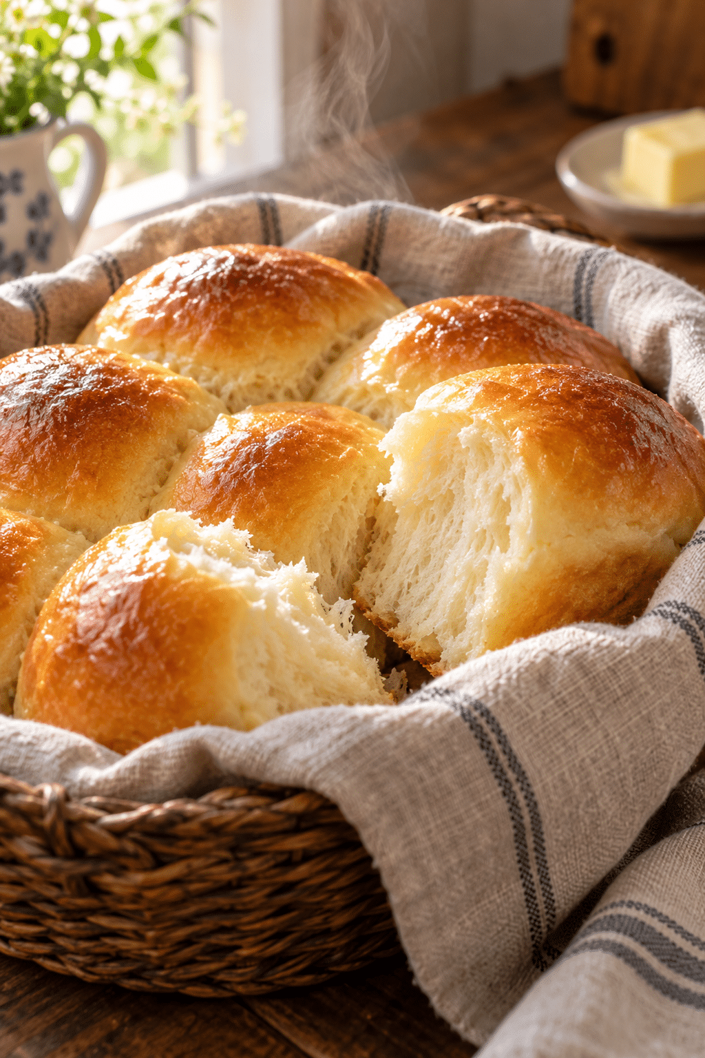 Golden soft and fluffy dinner rolls