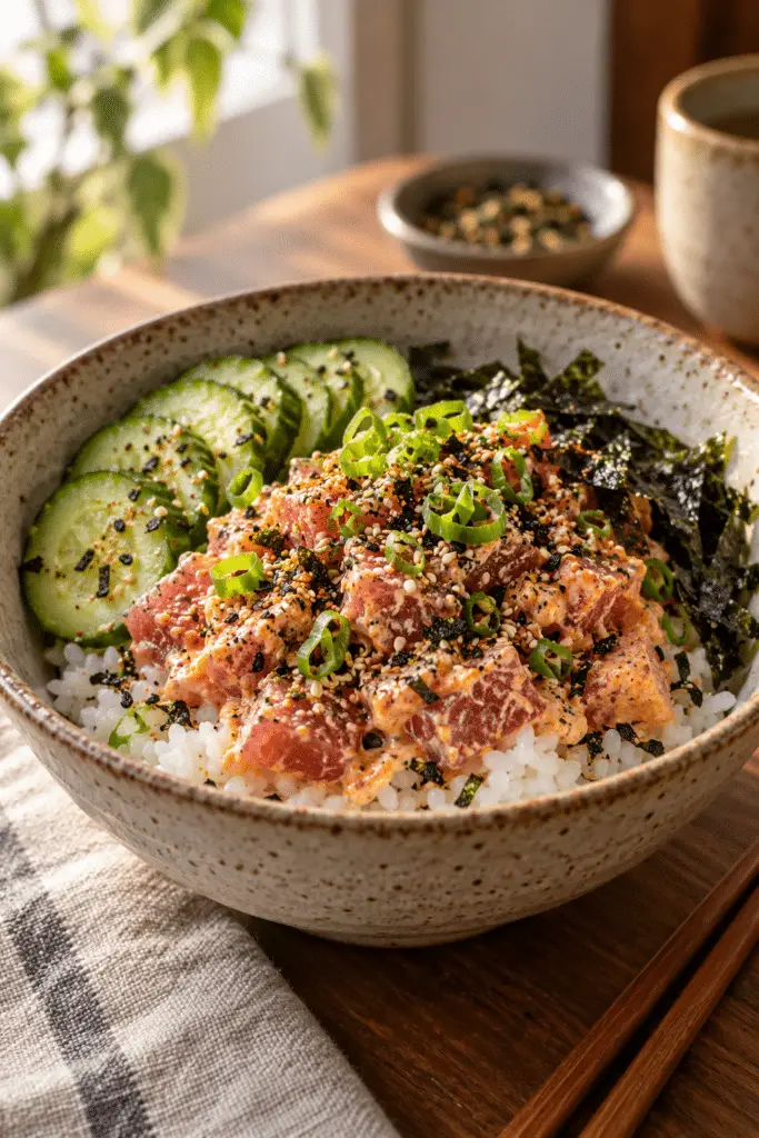 spicy tuna rice bowl
