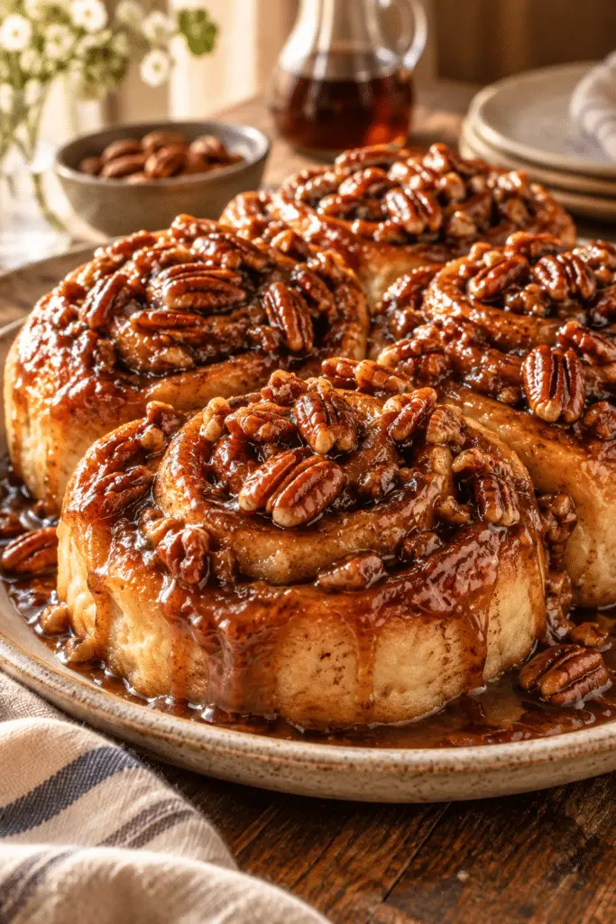 sticky buns with maple pecans