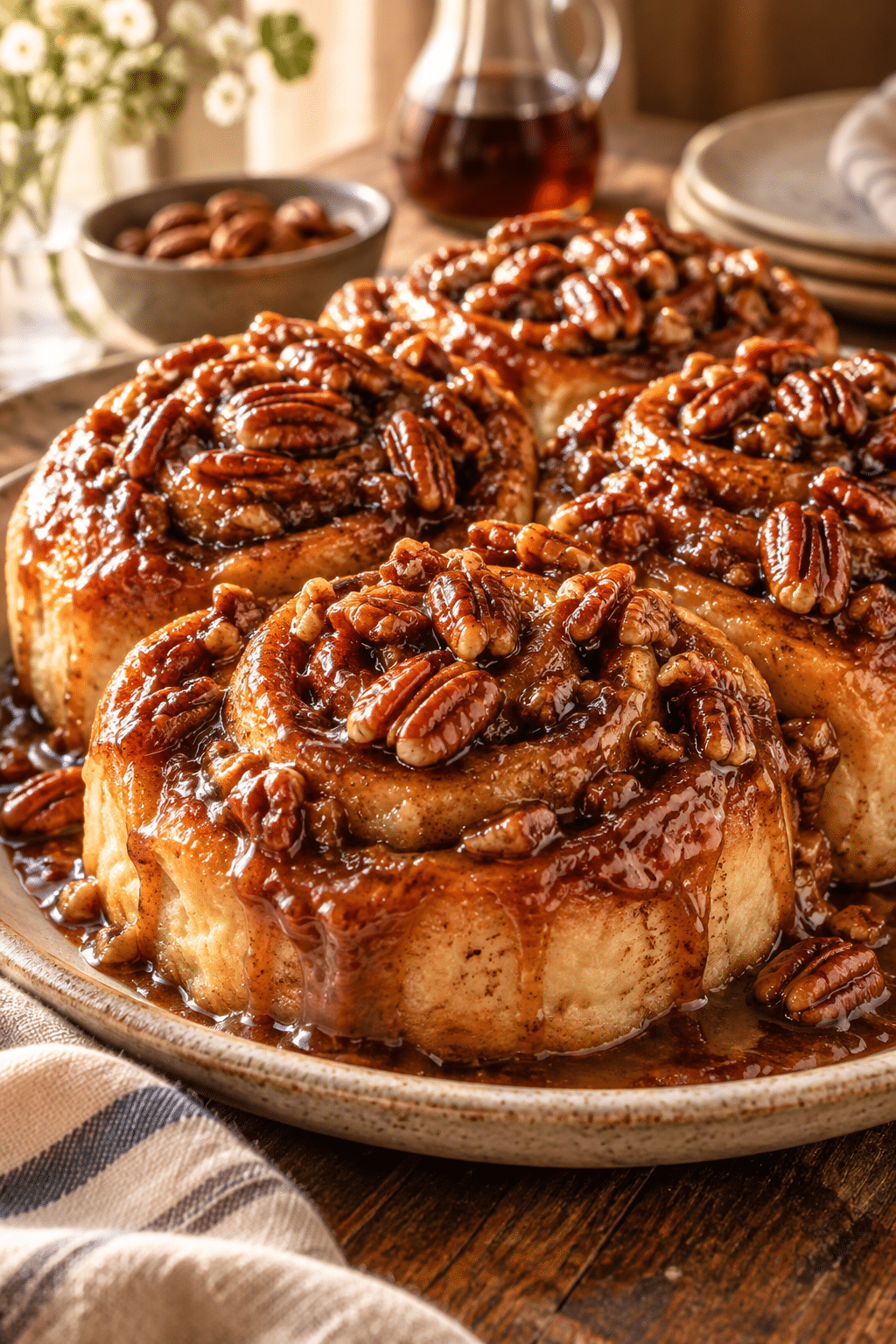 sticky buns with maple pecans