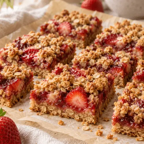 strawberry oat bars recipe finished bars