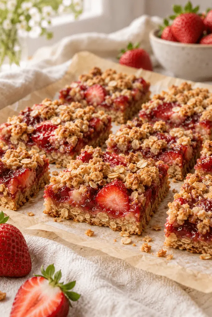 strawberry oat bars recipe finished bars