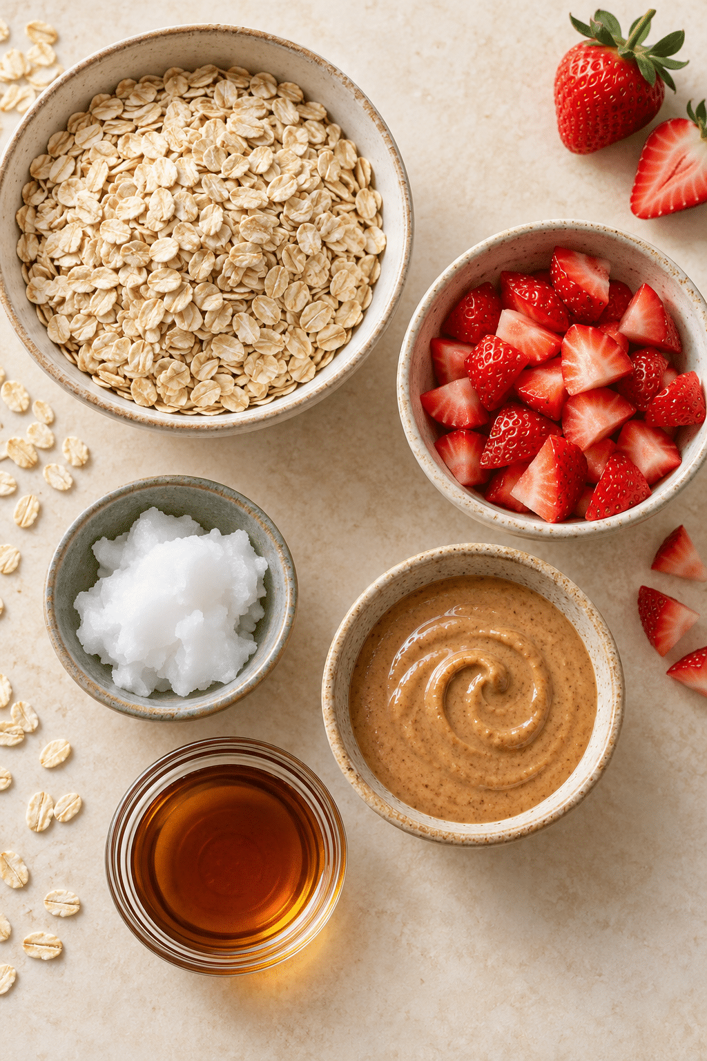 strawberry oat bars recipe ingredients measured
