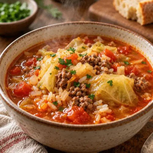 stuffed cabbage soup finished dish