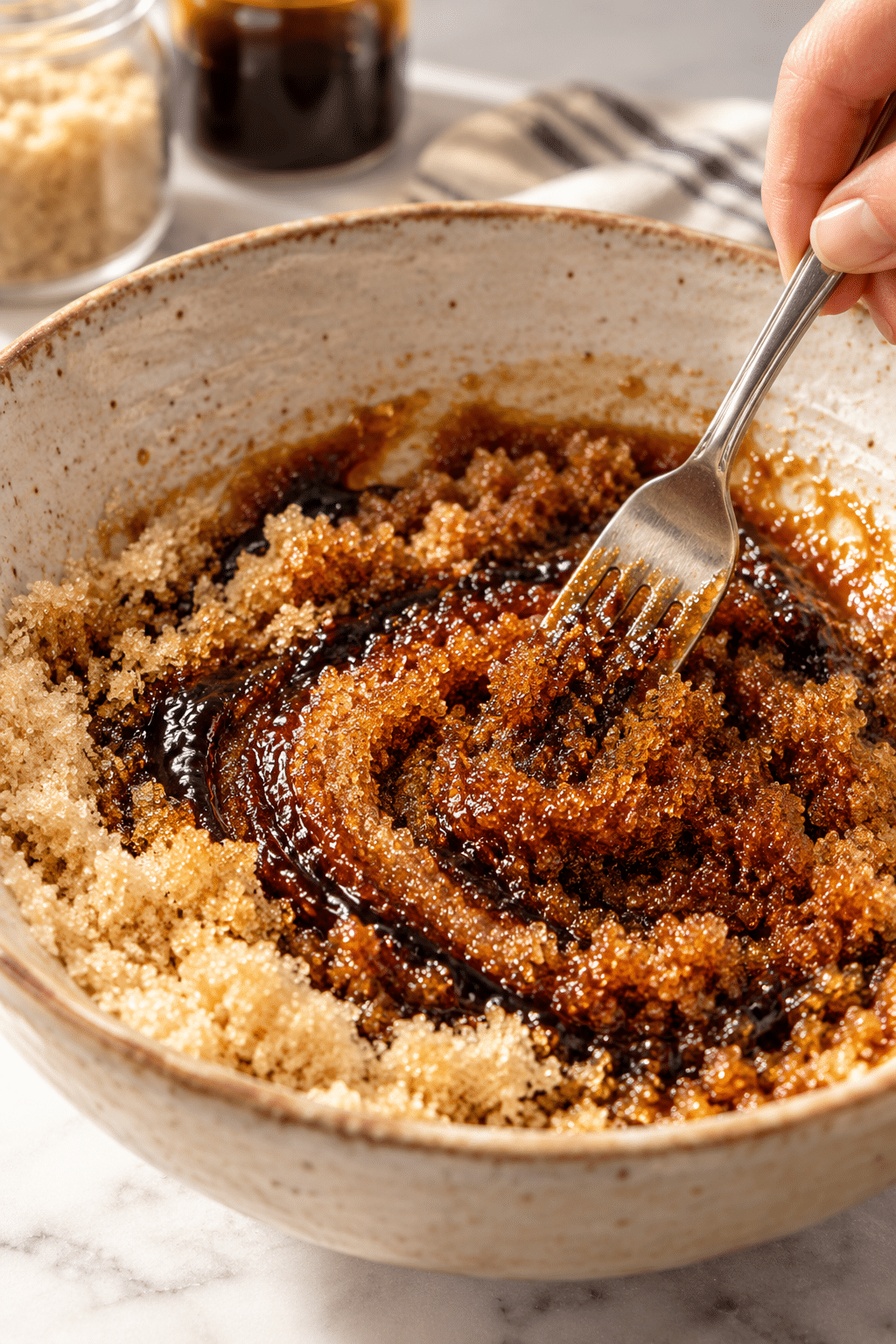 Mixing sugar free brown sugar with molasses