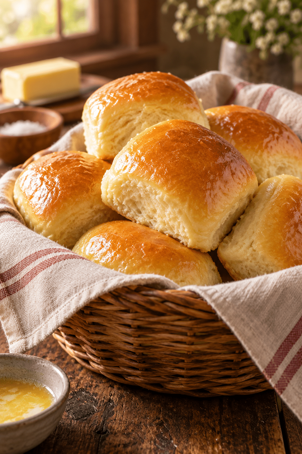 Texas Roadhouse rolls with a golden buttery finish