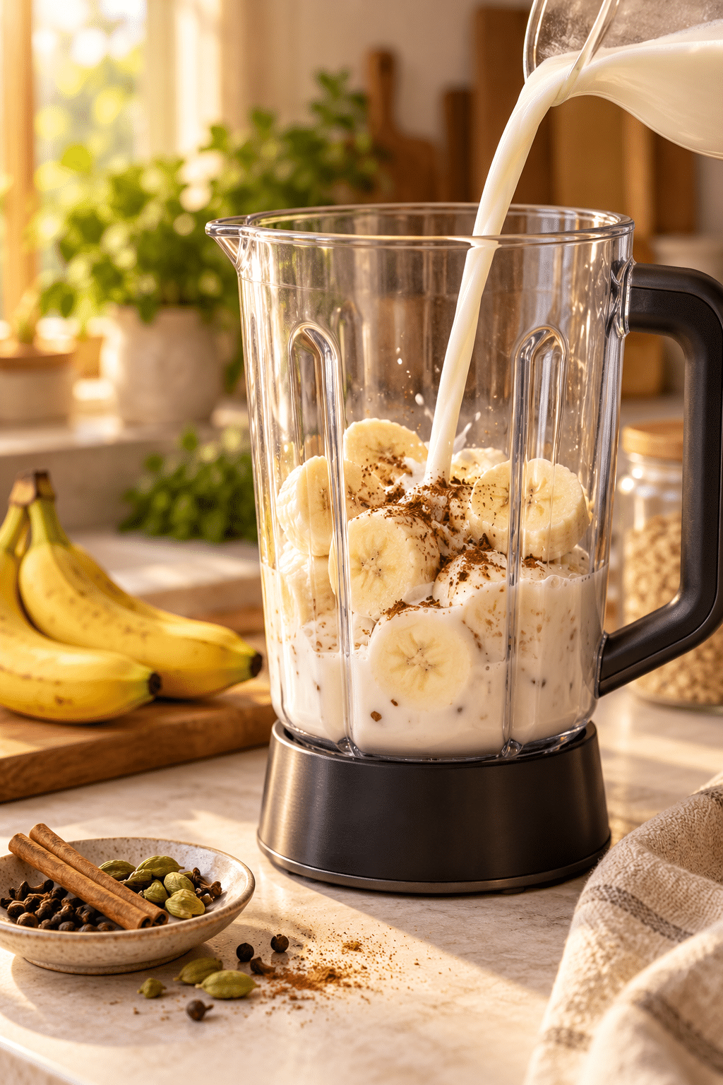 vanilla chai breakfast shakes preparation in progress
