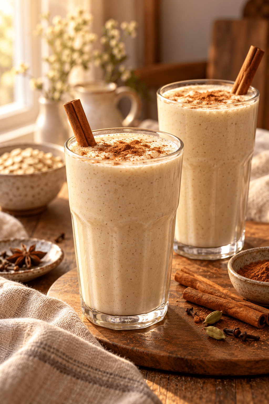 vanilla chai breakfast shakes served from a different angle