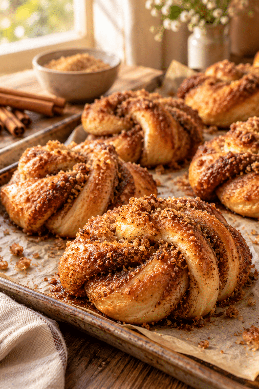 vegan cinnamon knots drizzled with glaze