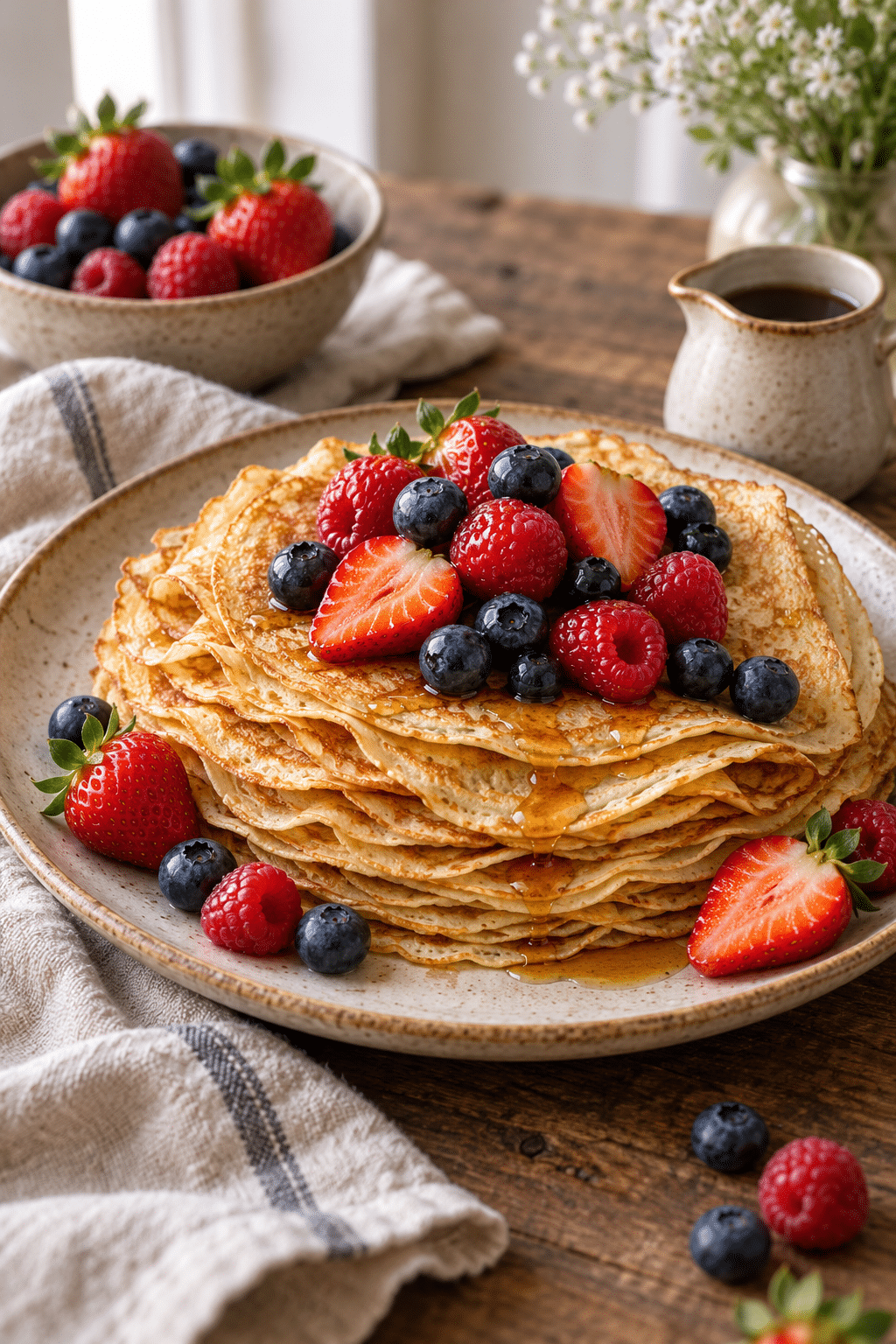 Stack of vegan crepes