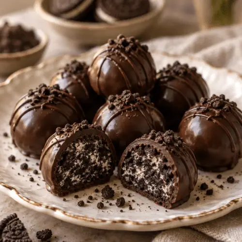 vegan Oreo truffles finished dessert