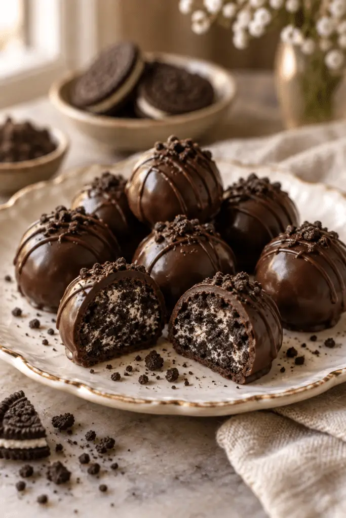 vegan Oreo truffles finished dessert