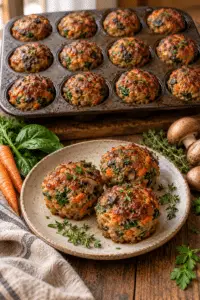 veggie-loaded mini meatloaves finished dish