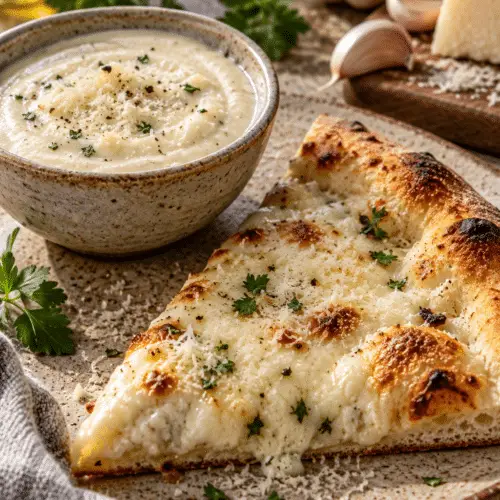 white garlic pizza sauce in a bowl